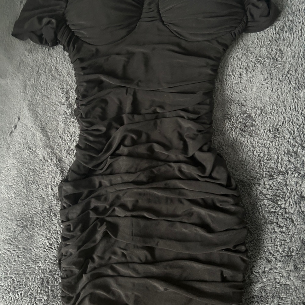 Elegant Formal Mini Slip Black Ruched Dress
